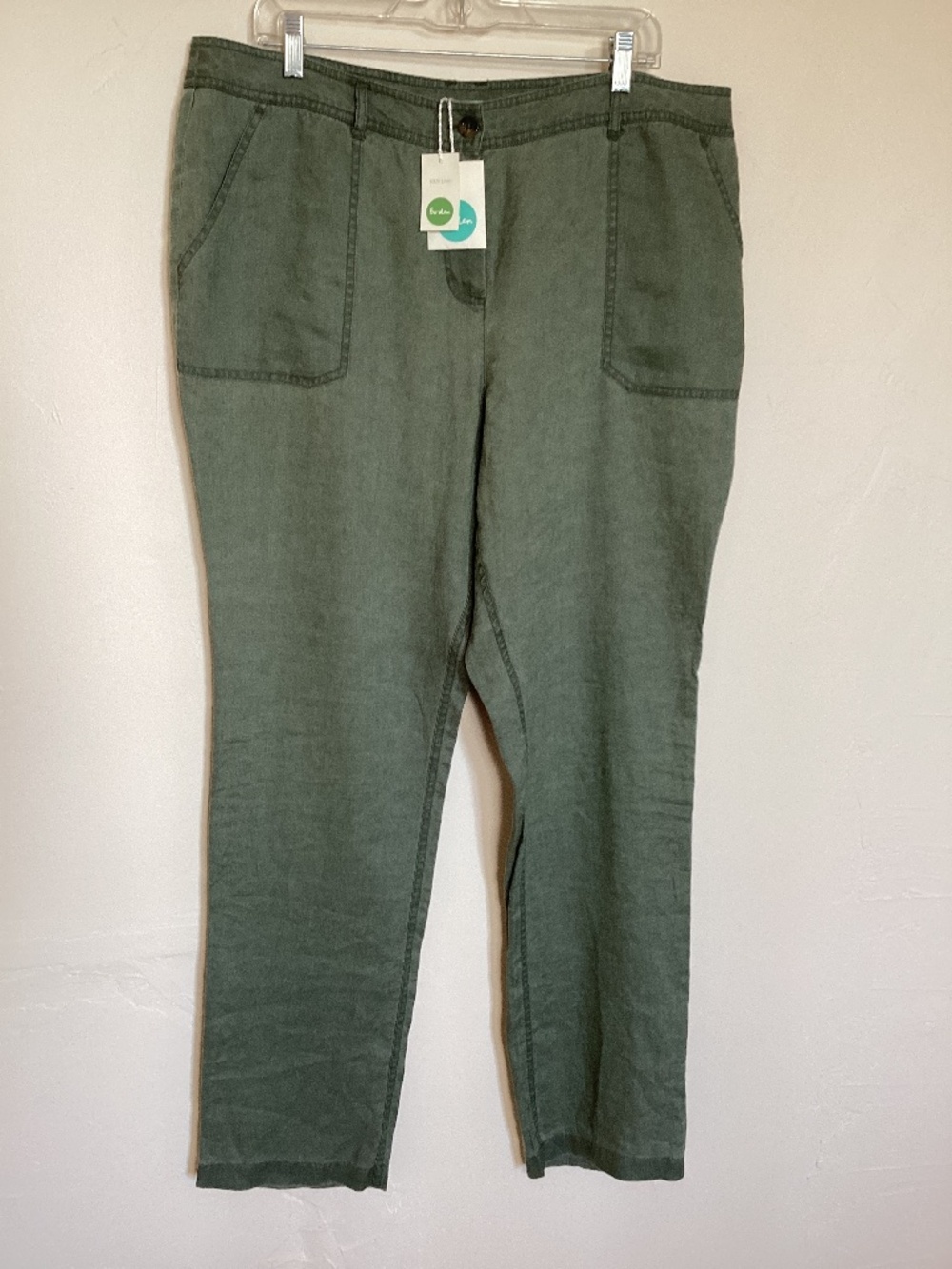 NWT Boden 16L 100% Linen Pants Sage Olive Green Quiet Luxury Minimalist Light